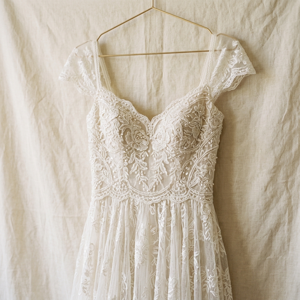Ivory Lace Midi Dress - Aura Boutique